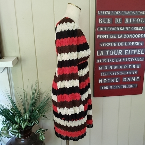 Judith March | L one shoulder knit dress stripe party boho - Picture 4 of 12